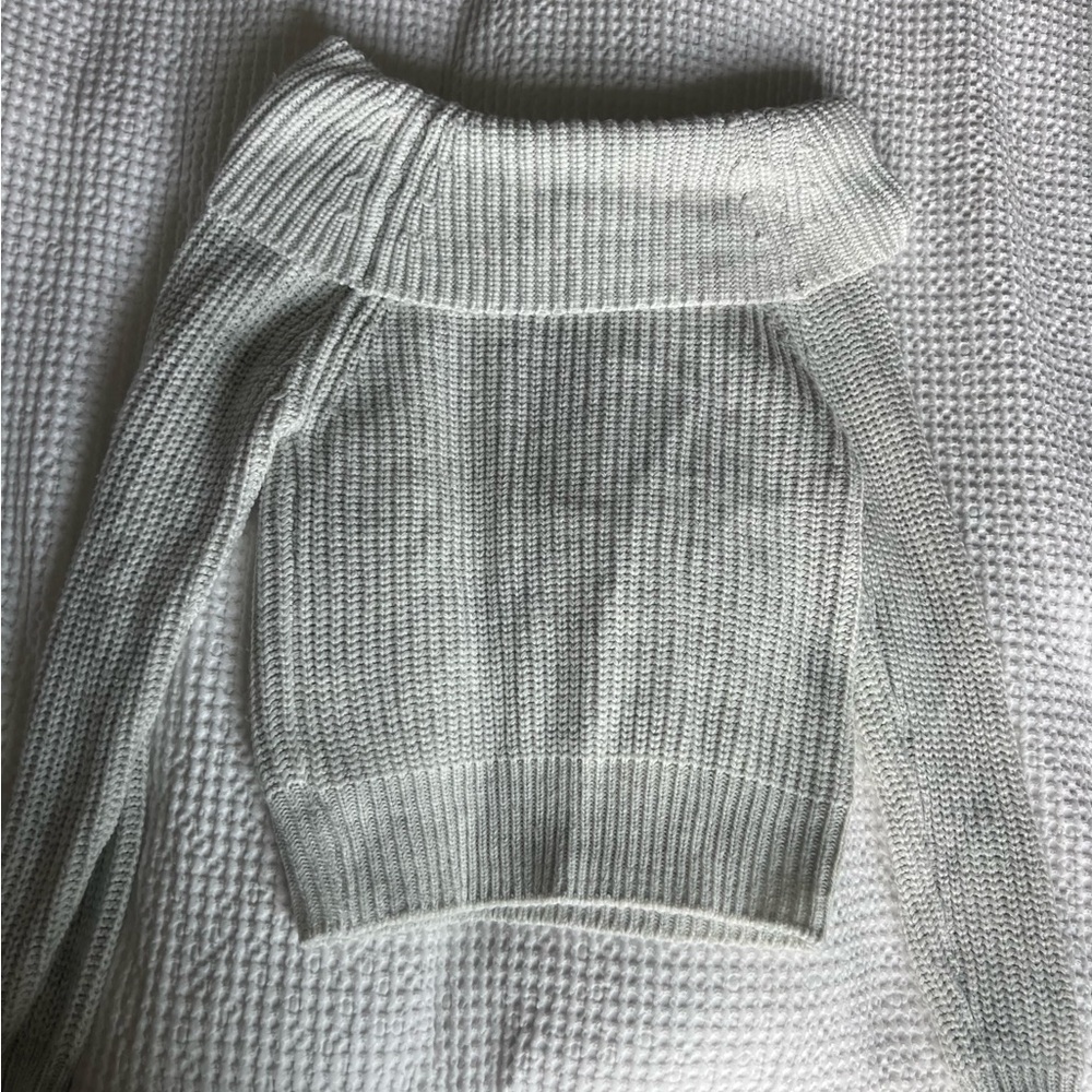 by the way. Off-the-Shoulder Light Gray Sweater